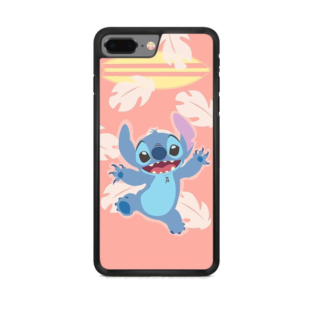 Stitch With Surfing Board iPhone 7 Plus Case-Rubber Black (2D Case)-Oxvistore