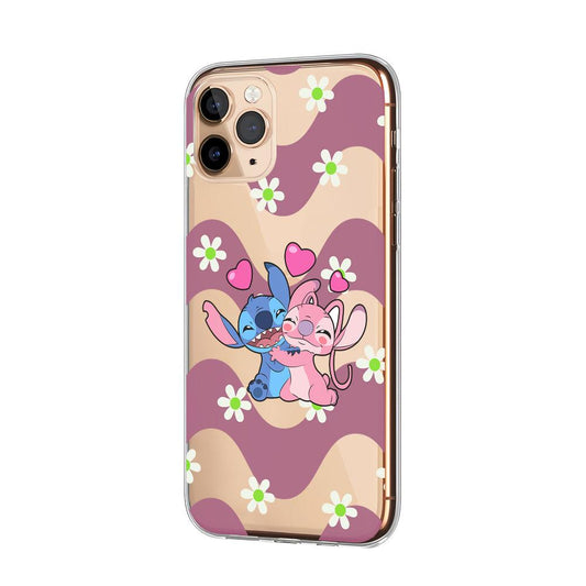 Stitch and Angel Sharing Love Clear Soft Case-Oxvistore