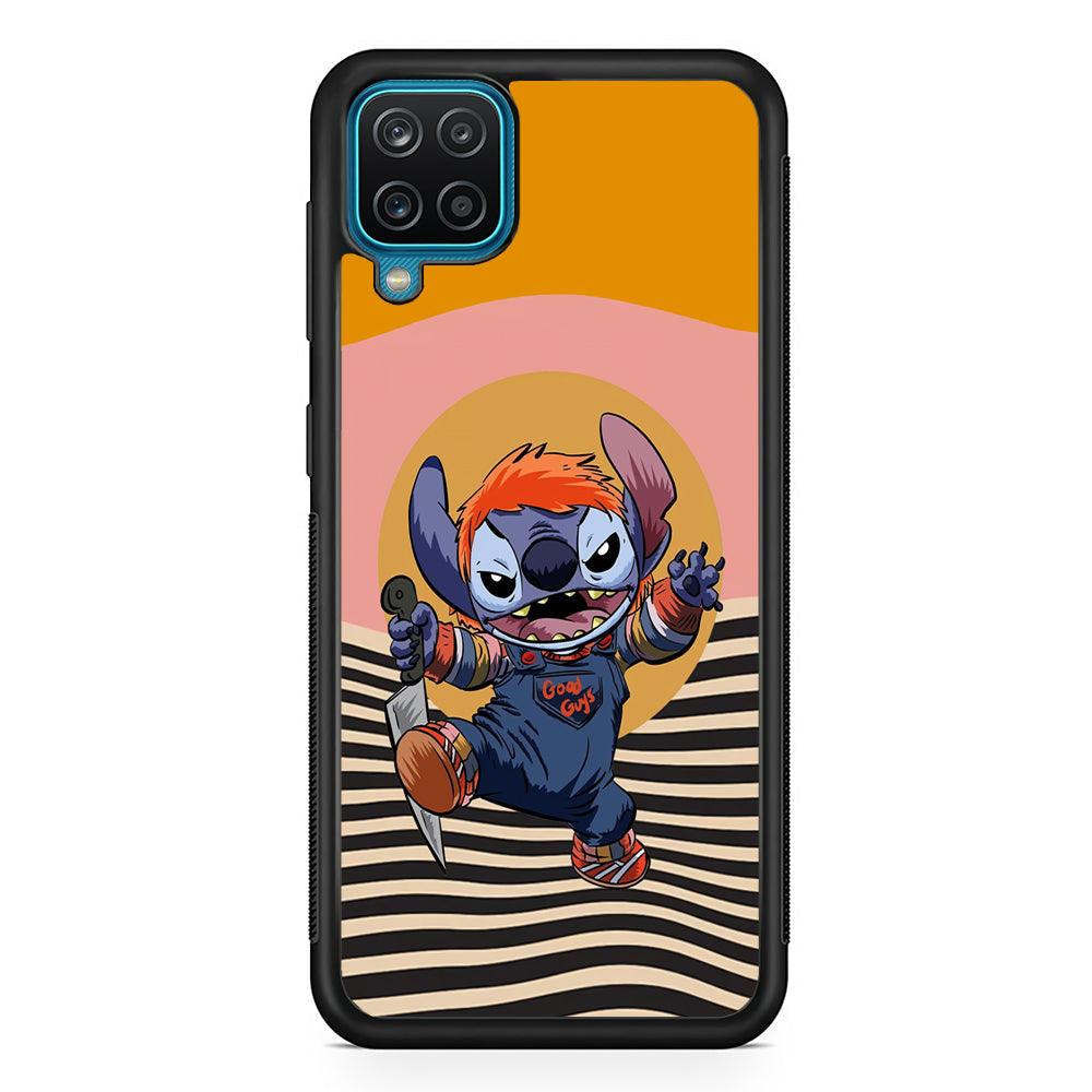 Stitch with Chucky Inside Samsung Galaxy A12 Case-Rubber Black (2D Case)-Oxvistore
