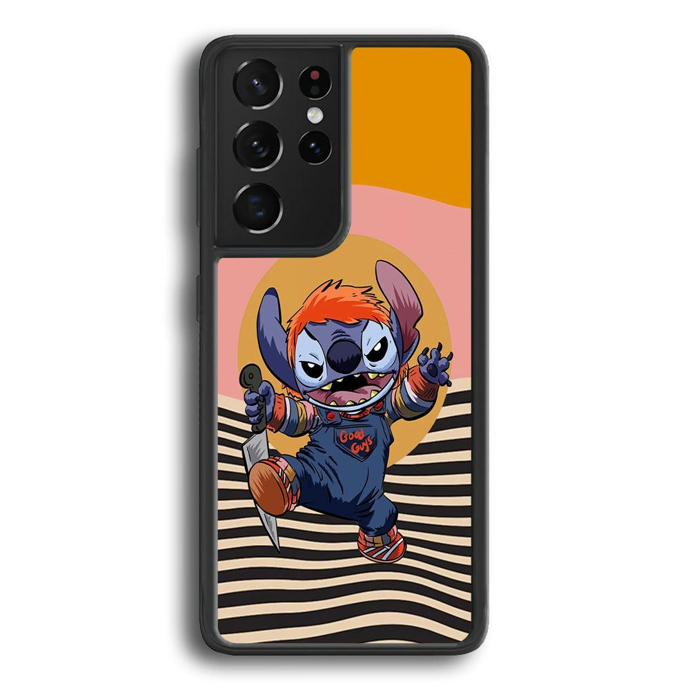 Stitch with Chucky Inside Samsung Galaxy S21 Ultra Case-Rubber Black (2D Case)-Oxvistore