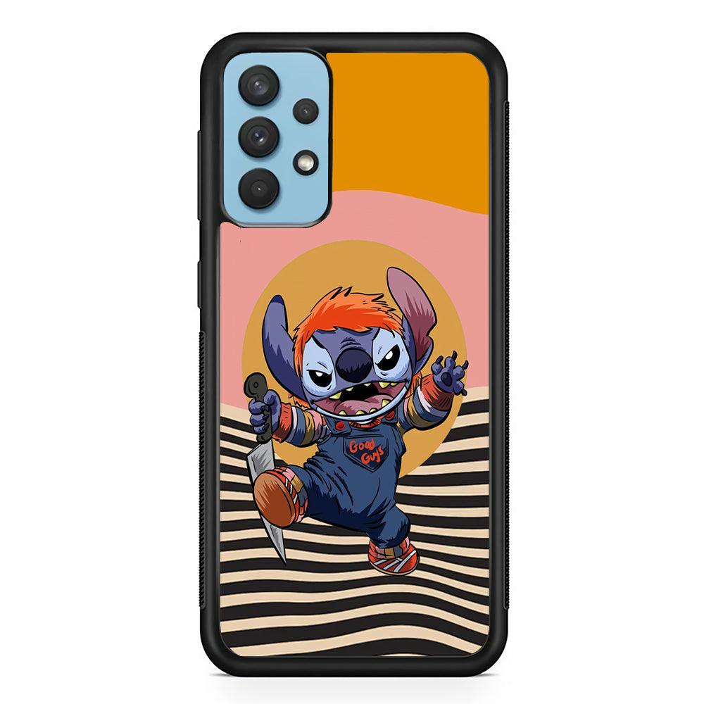Stitch with Chucky Inside Samsung Galaxy A32 Case-Rubber Black (2D Case)-Oxvistore