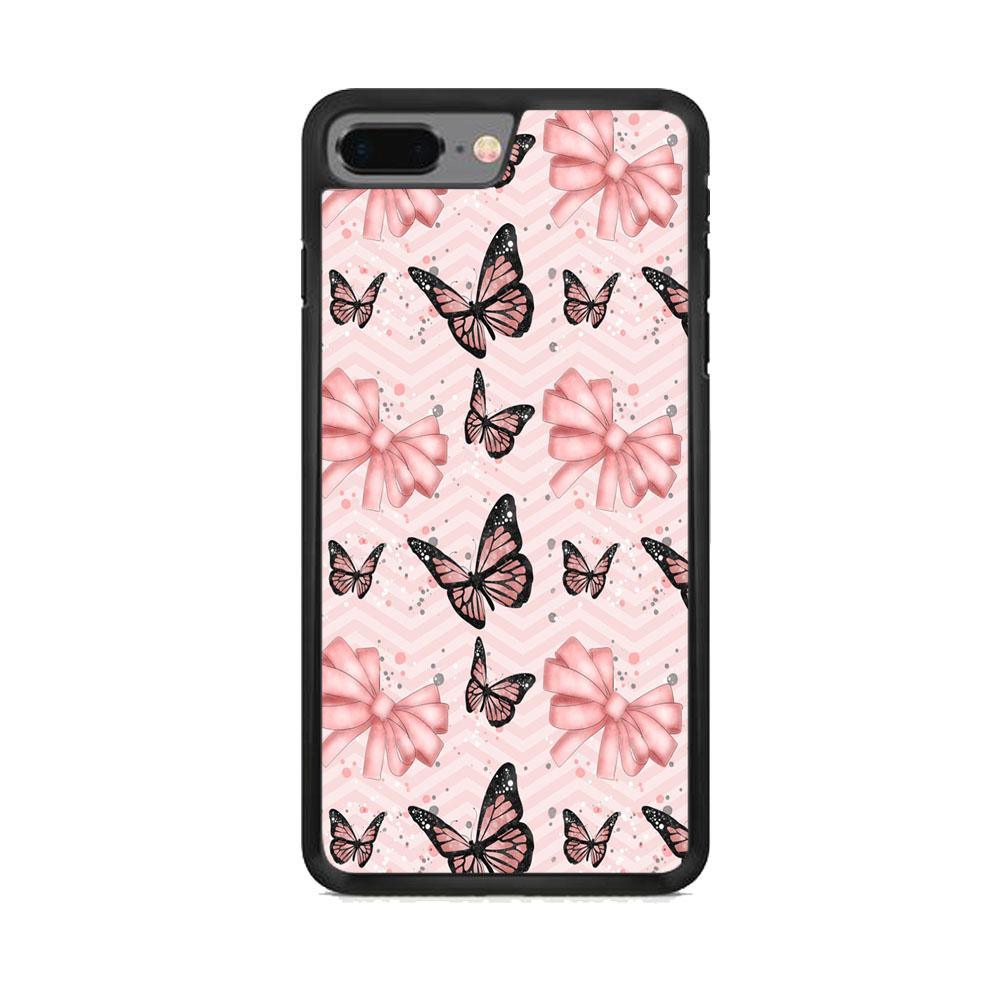 Strip Beauty Butterfly iPhone 8 Plus Case-Rubber Black (2D Case)-Oxvistore