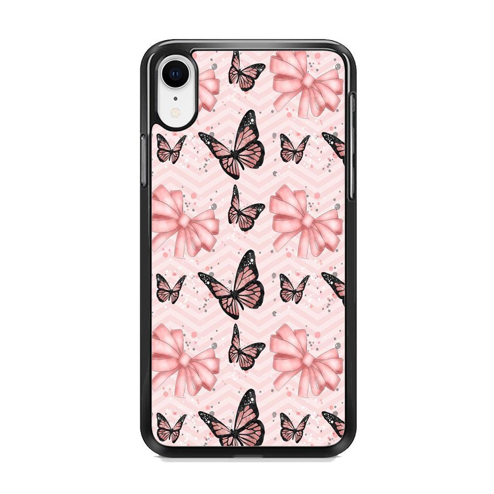 Strip Beauty Butterfly iPhone XR Case-Rubber Black (2D Case)-Oxvistore