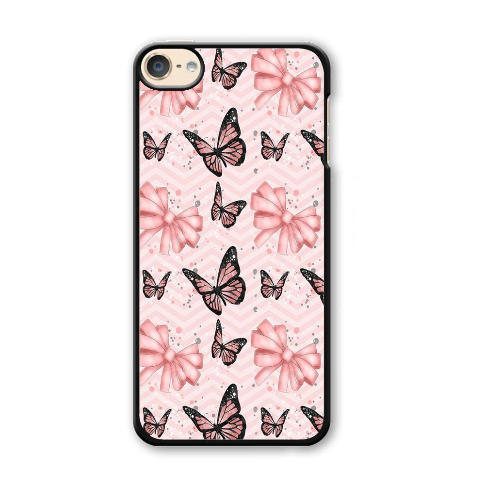 Strip Beauty Butterfly iPod Touch 6 Case-Plastic Black (2D Case)-Oxvistore