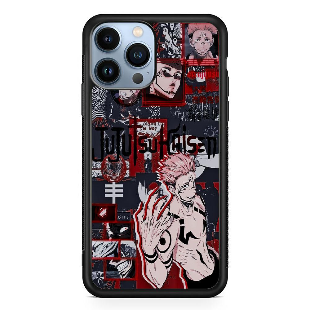 Sukuna Jujutsu Kaisen Aesthetic 2D Rubber Phone Case-Black-Oxvistore