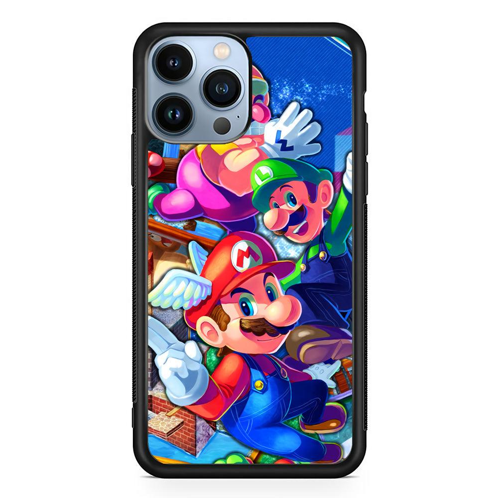 Super Mario Flying Challenge iPhone 14 Pro Max Case-Rubber Black (2D Case)-Oxvistore
