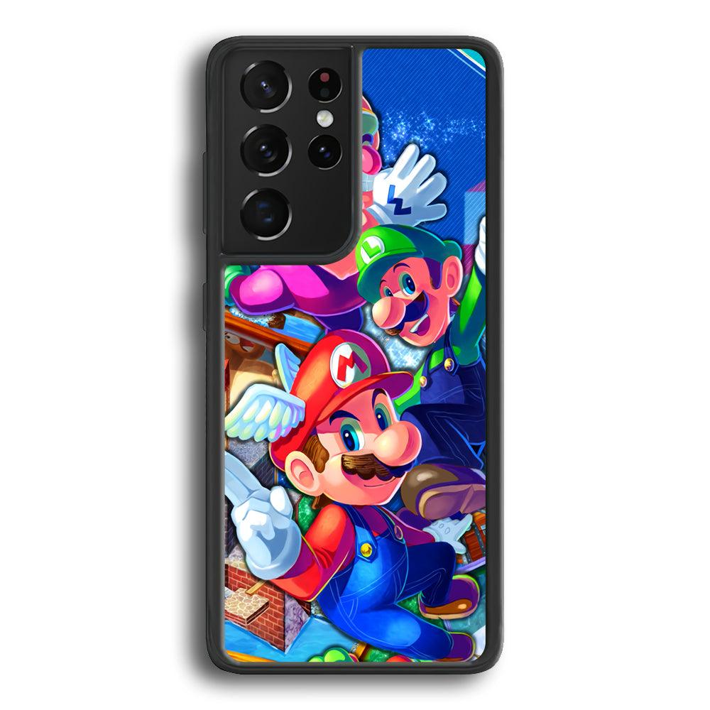 Super Mario Flying Challenge Samsung Galaxy S21 Ultra Case-Rubber Black (2D Case)-Oxvistore