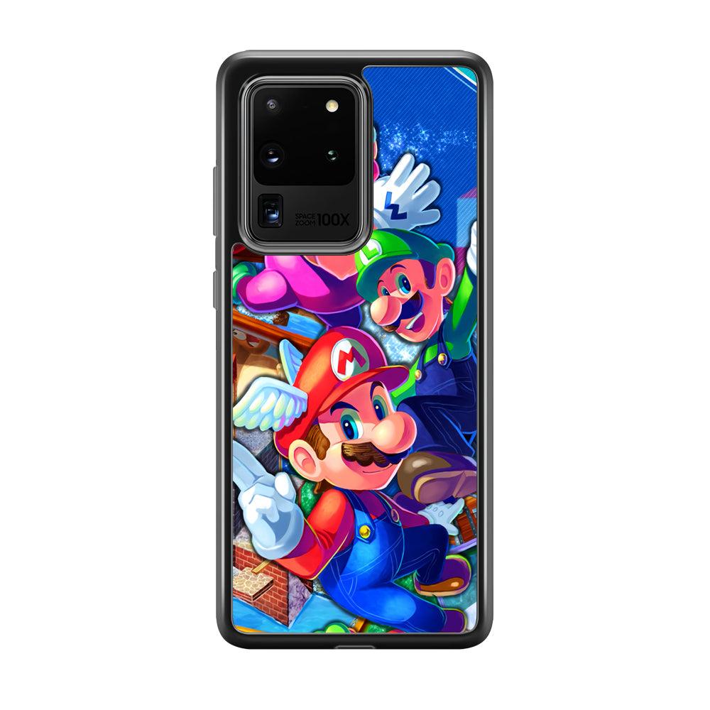 Super Mario Flying Challenge Samsung Galaxy S20 Ultra Case-Rubber Black (2D Case)-Oxvistore