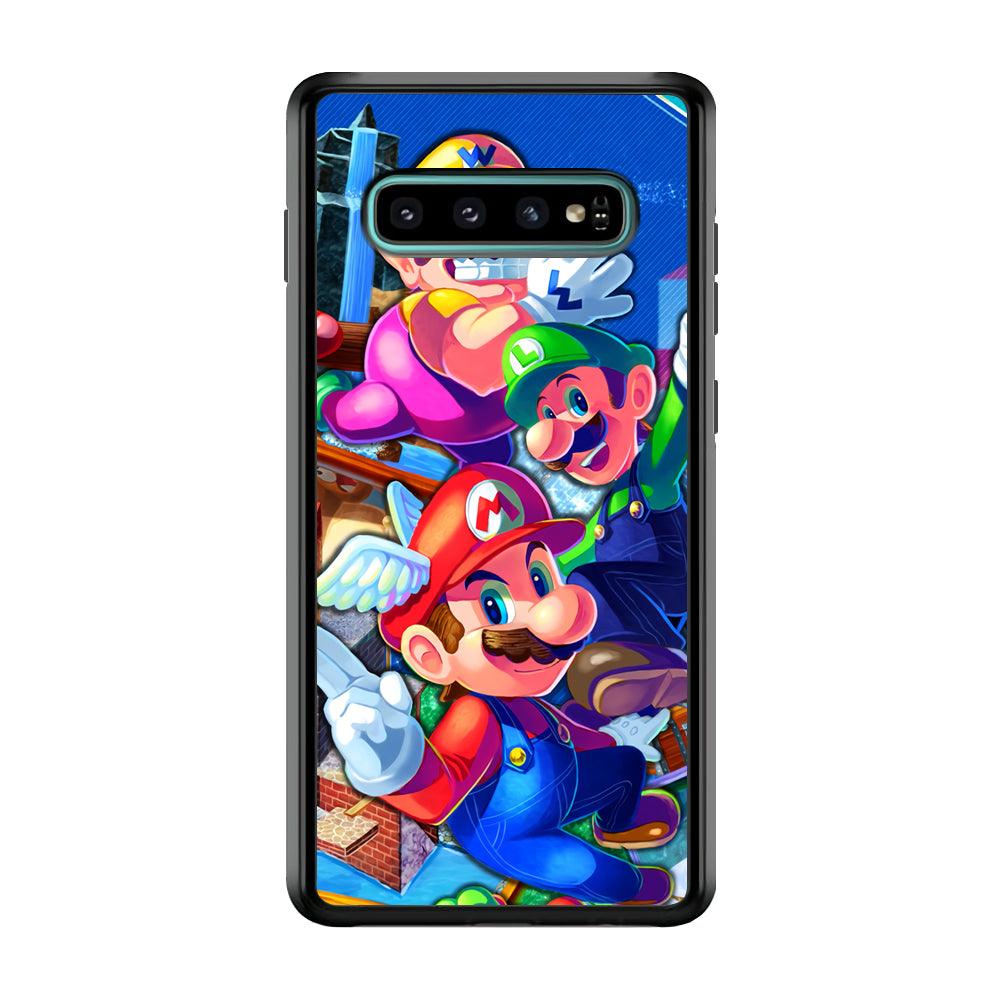Super Mario Flying Challenge Samsung Galaxy S10 Case-Rubber Black (2D Case)-Oxvistore