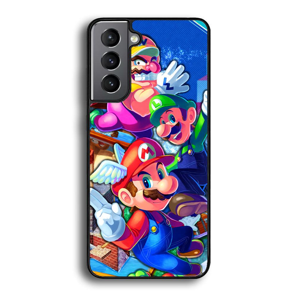 Super Mario Flying Challenge Samsung Galaxy S21 Case-Rubber Black (2D Case)-Oxvistore
