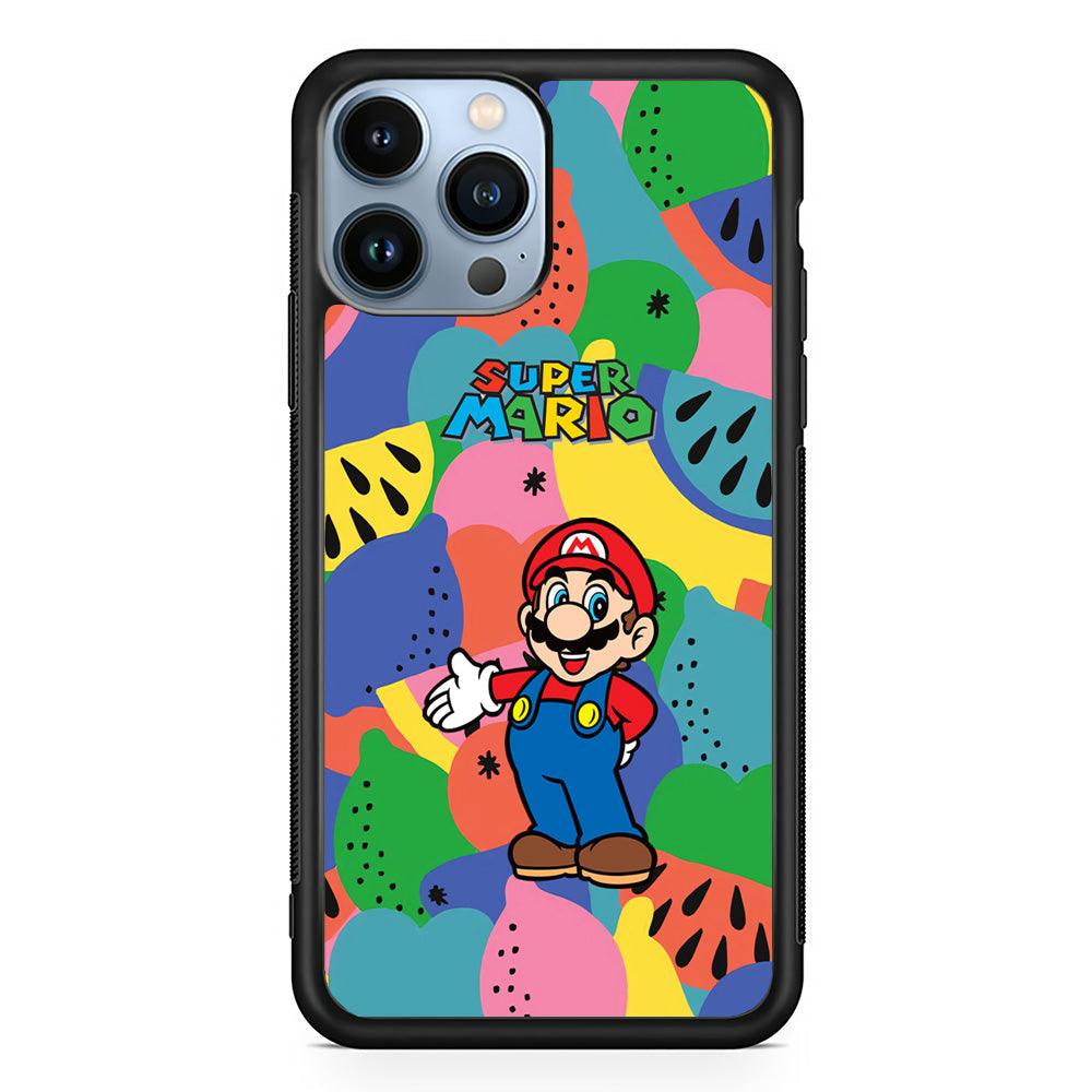 Super Mario Fruits Party iPhone 14 Pro Max Case-Rubber White (2D Case)-Oxvistore