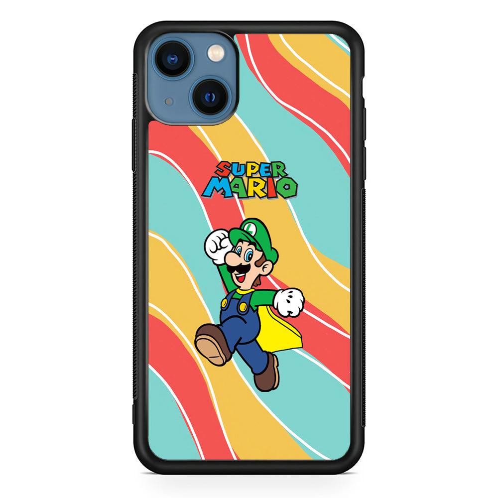 Super Mario Luigi Step and Fly iPhone 13 Case-Rubber Black (2D Case)-Oxvistore
