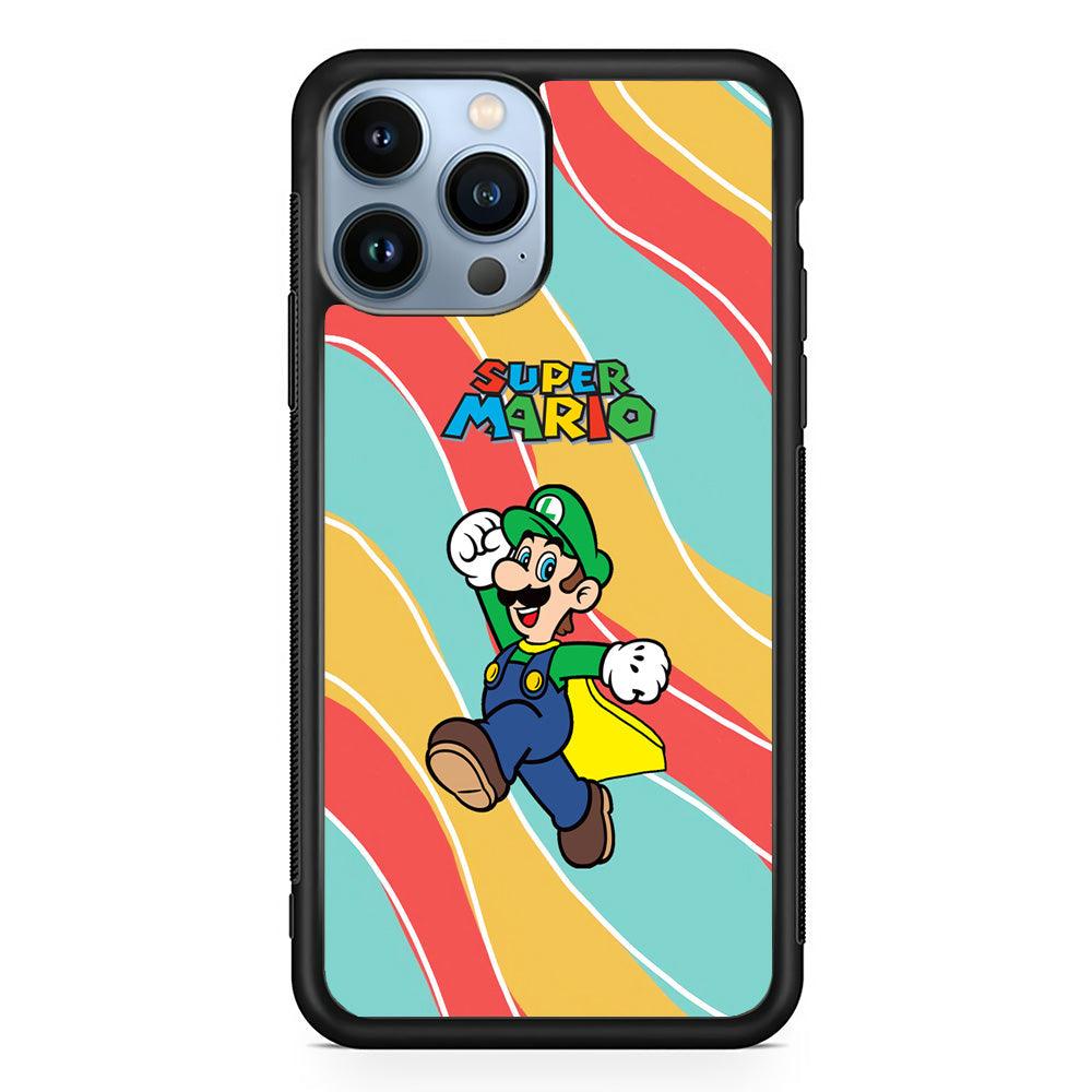 Super Mario Luigi Step and Fly iPhone 14 Pro Max Case-Rubber Black (2D Case)-Oxvistore