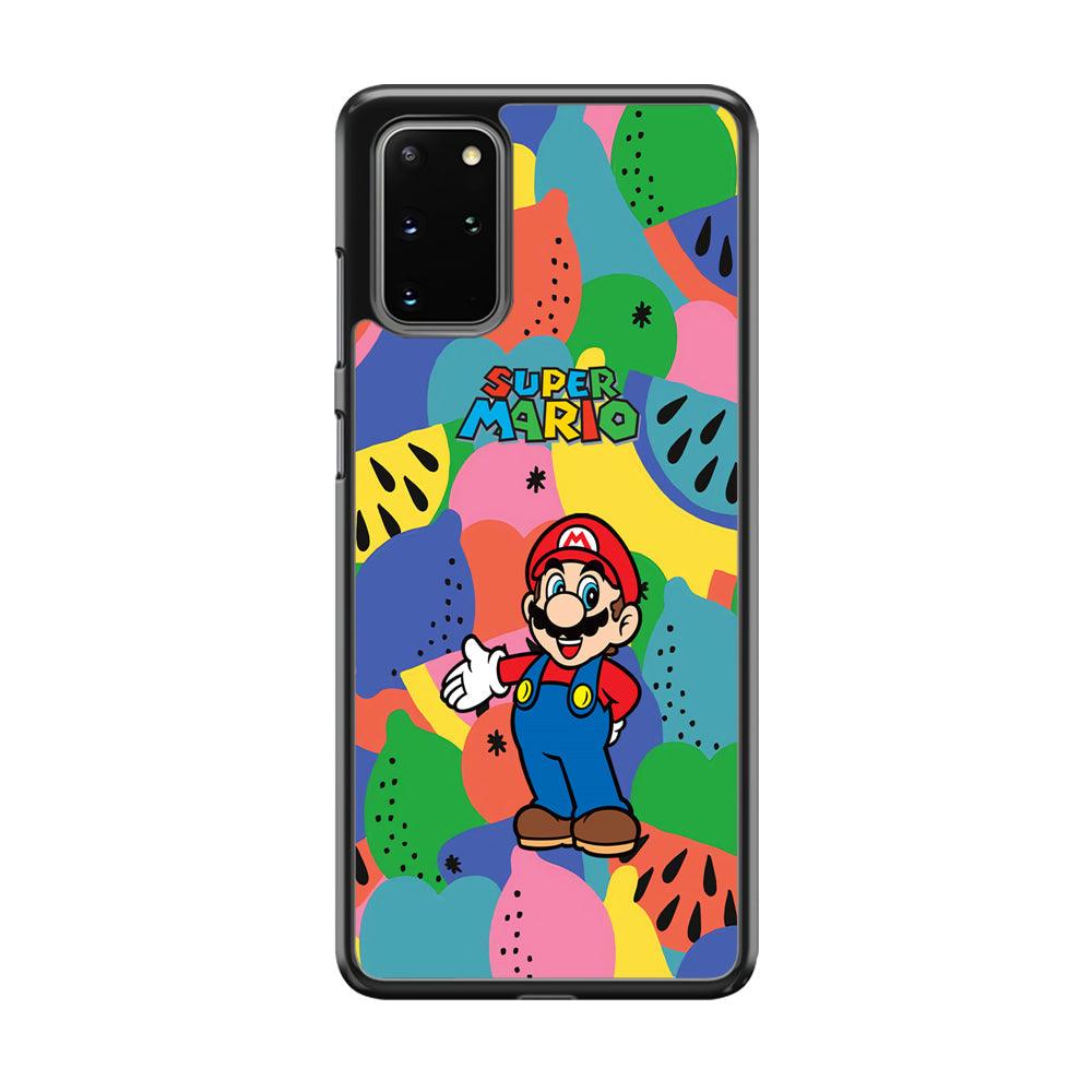 Super Mario Fruits Party Samsung Galaxy S20 Plus Case-Rubber Black (2D Case)-Oxvistore