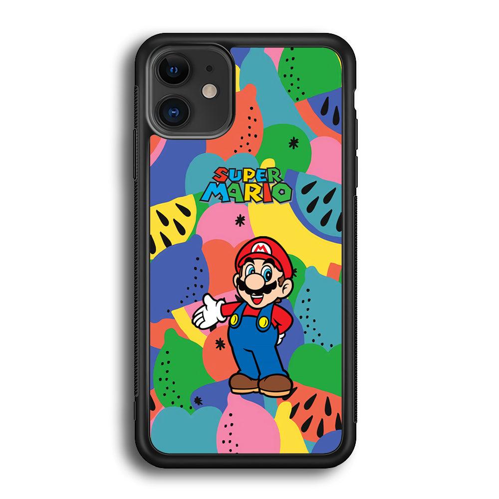 Super Mario Fruits Party iPhone 12 Case-Rubber Black (2D Case)-Oxvistore