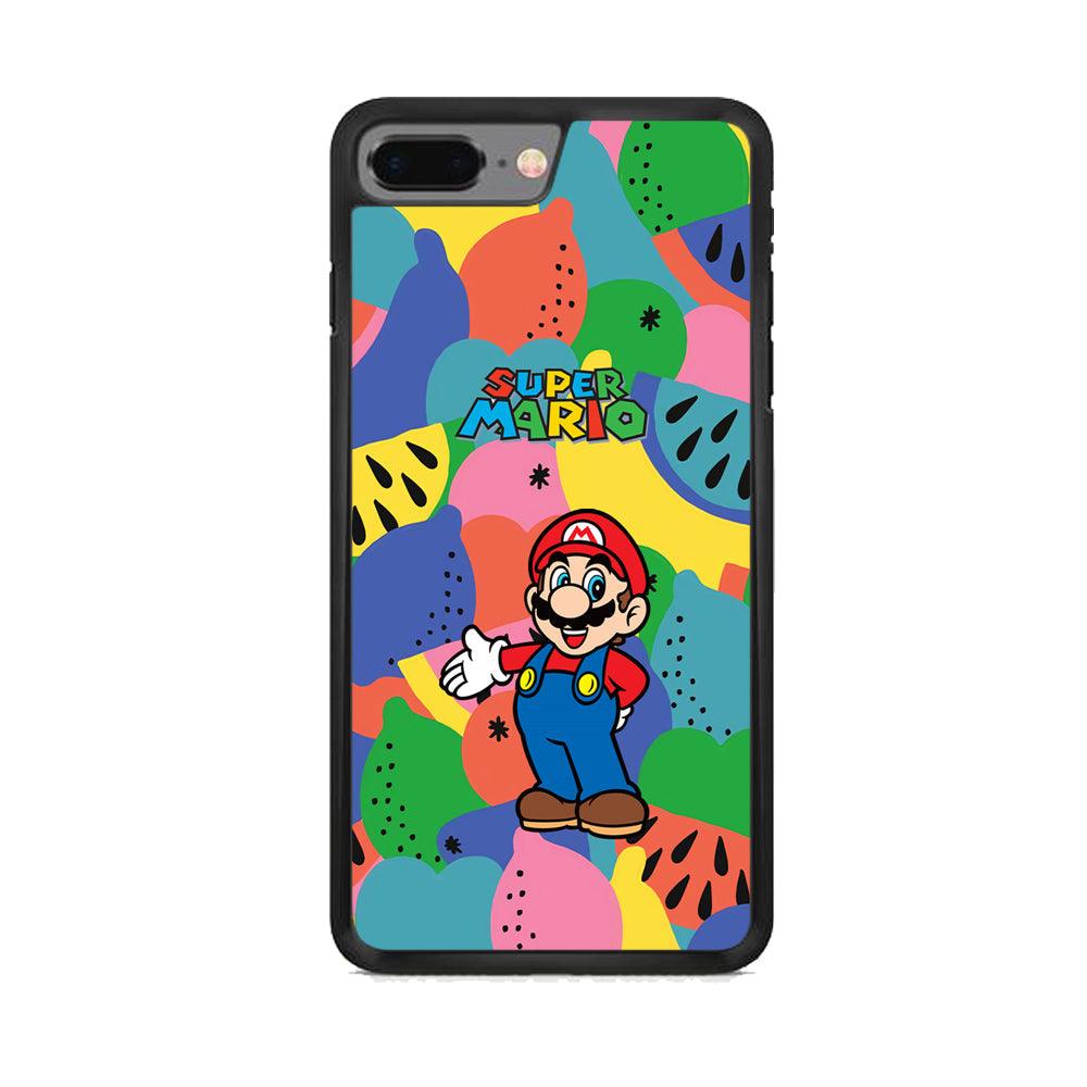 Super Mario Fruits Party iPhone 7 Plus Case-Rubber Black (2D Case)-Oxvistore