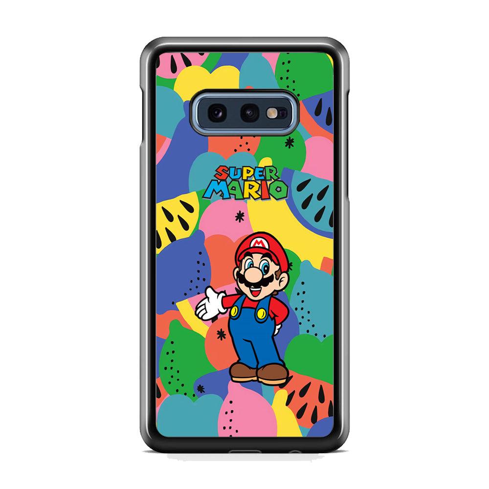 Super Mario Fruits Party Samsung Galaxy S10E Case-Rubber White (2D Case)-Oxvistore