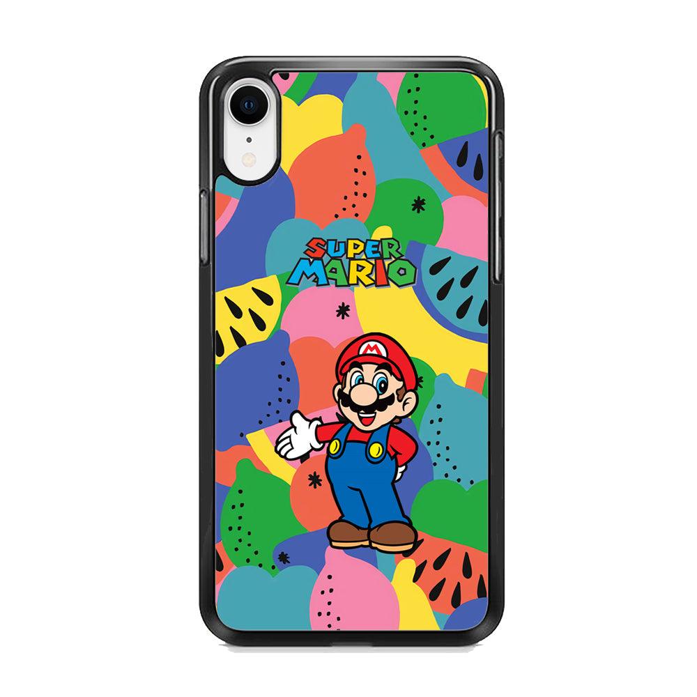 Super Mario Fruits Party iPhone XR Case-Rubber Black (2D Case)-Oxvistore