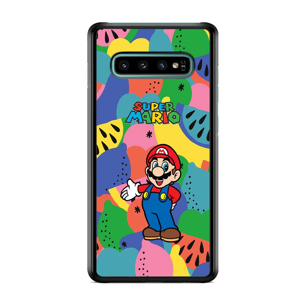 Super Mario Fruits Party Samsung Galaxy S10 Case-Rubber Black (2D Case)-Oxvistore