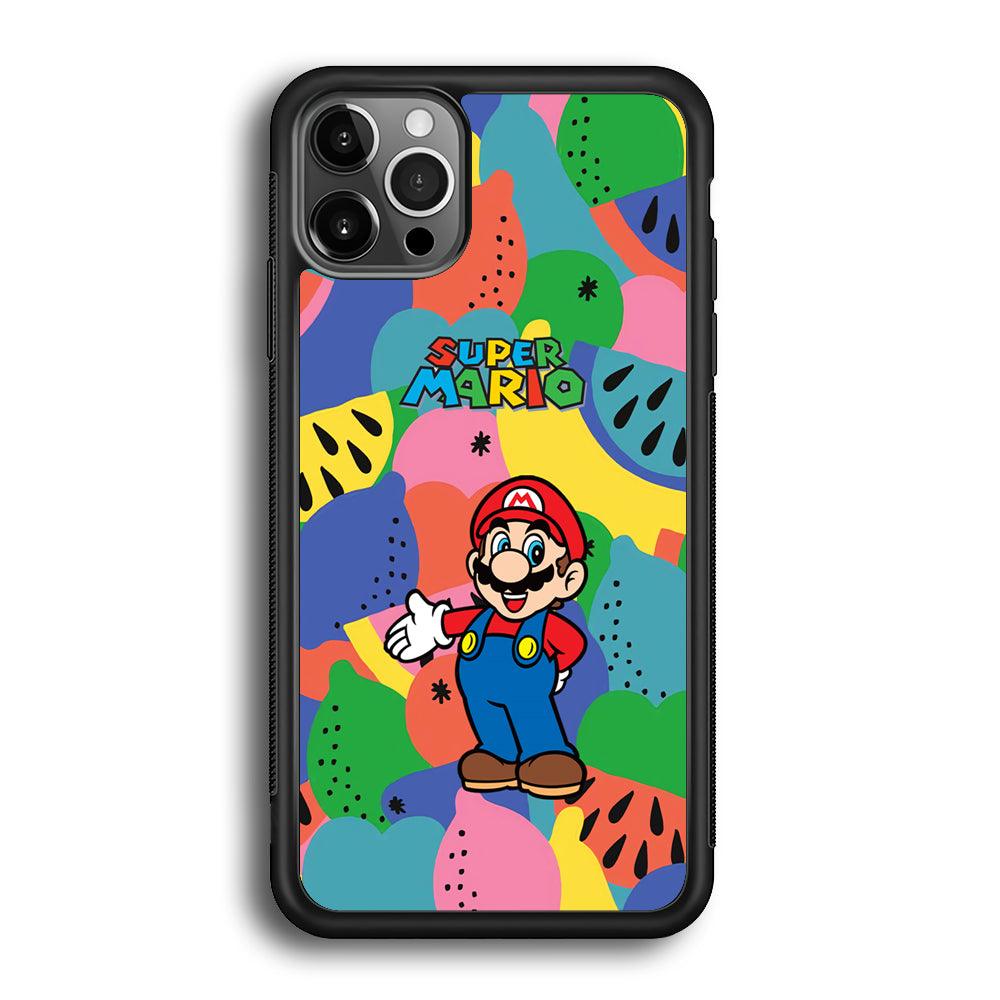 Super Mario Fruits Party iPhone 12 Pro Max Case-Rubber Black (2D Case)-Oxvistore