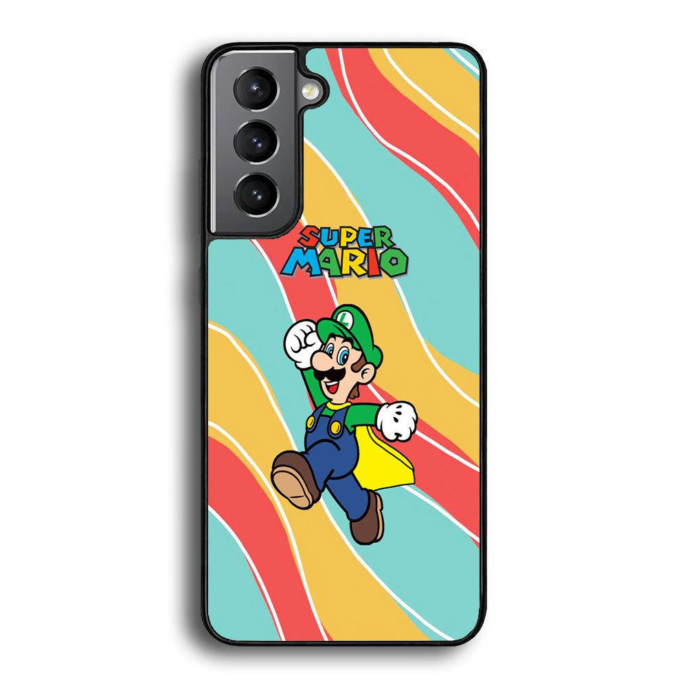 Super Mario Luigi Step and Fly Samsung Galaxy S21 Case-Rubber Black (2D Case)-Oxvistore