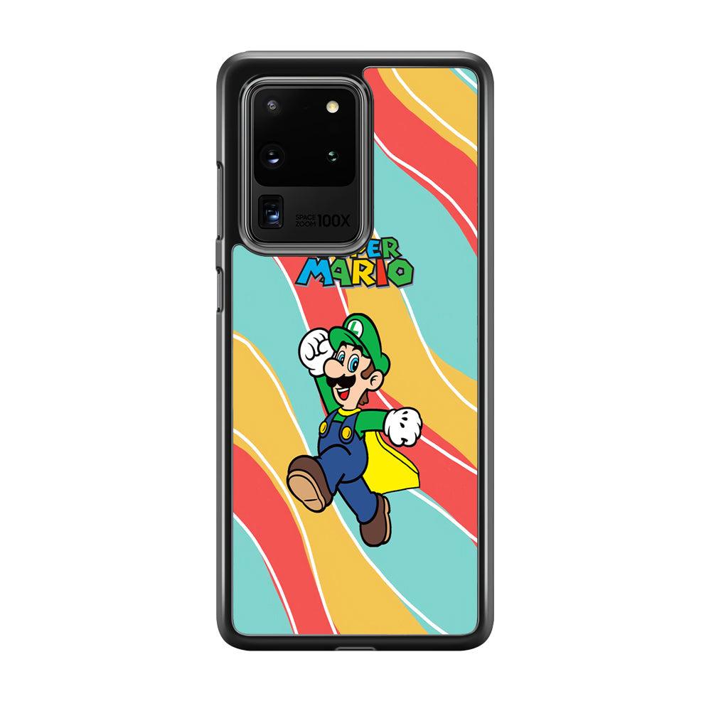 Super Mario Luigi Step and Fly Samsung Galaxy S20 Ultra Case-Rubber Black (2D Case)-Oxvistore
