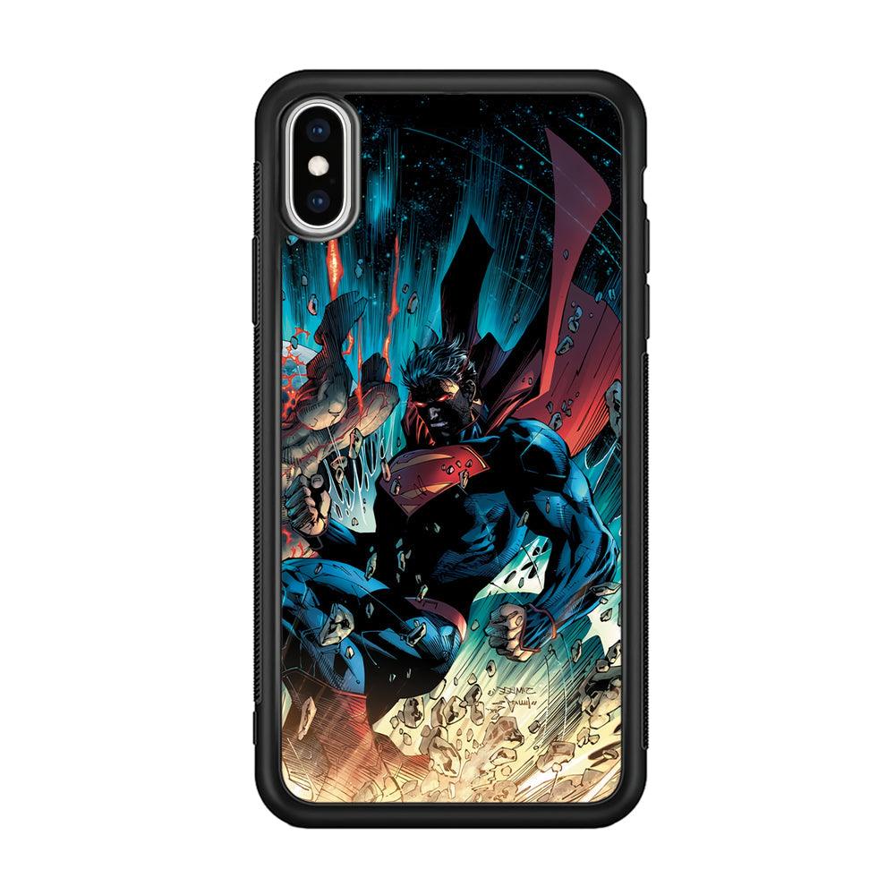 Superman Kick The Enemy iPhone Xs Max Case-Rubber Black (2D Case)-Oxvistore