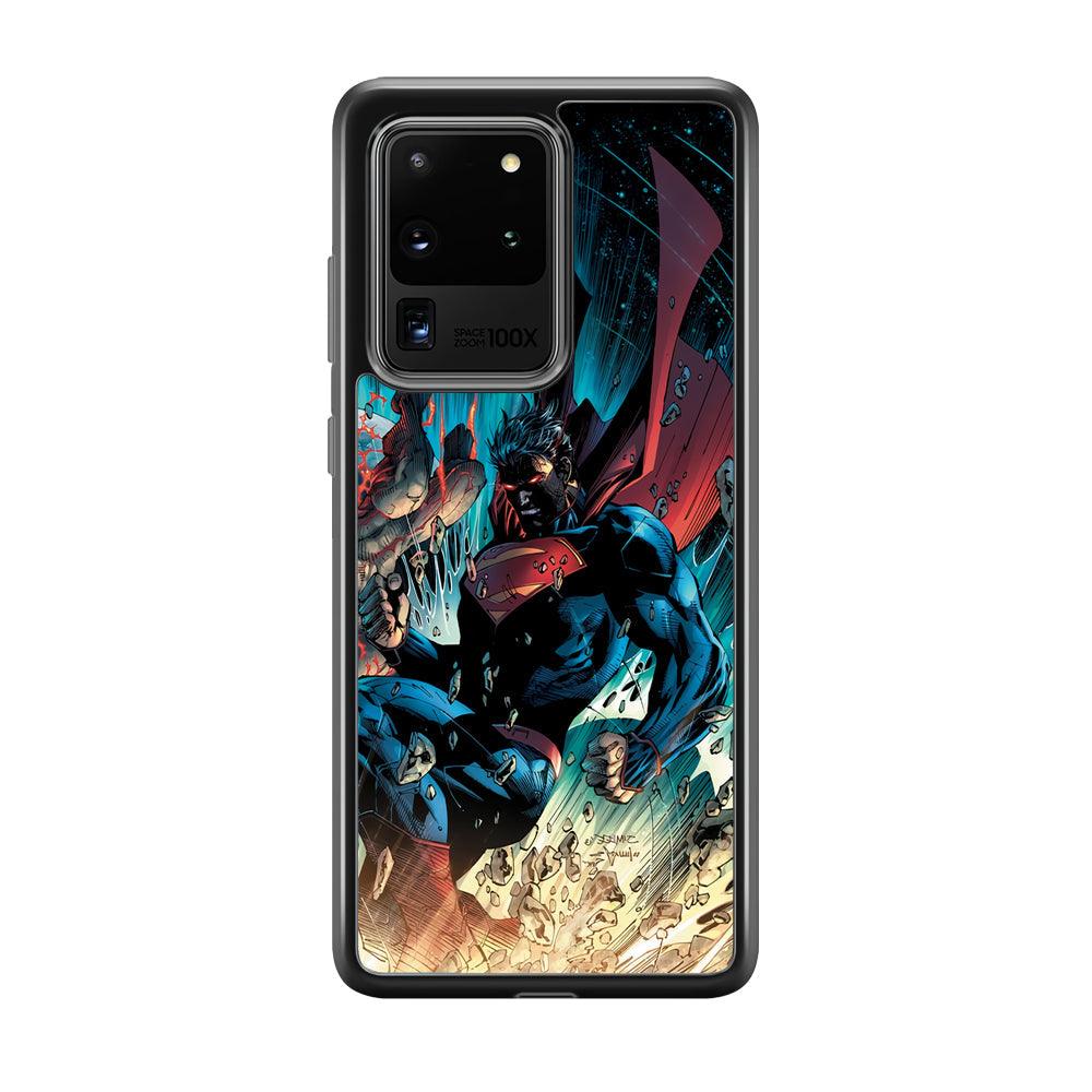 Superman Kick The Enemy Samsung Galaxy S20 Ultra Case-Rubber Black (2D Case)-Oxvistore