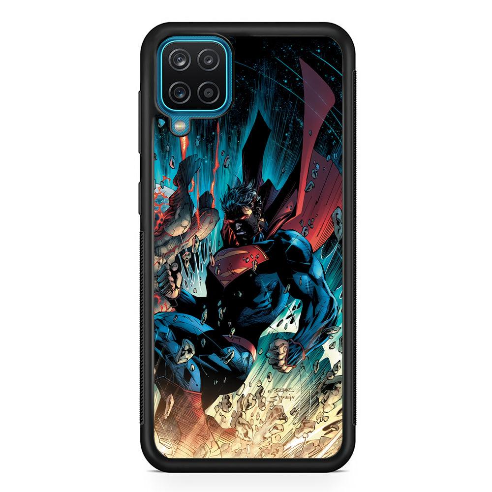 Superman Kick The Enemy Samsung Galaxy A12 Case-Rubber Black (2D Case)-Oxvistore