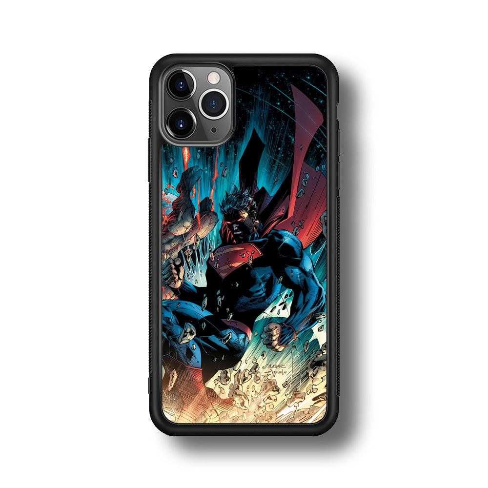 Superman Kick The Enemy iPhone 11 Pro Max Case-Rubber Black (2D Case)-Oxvistore