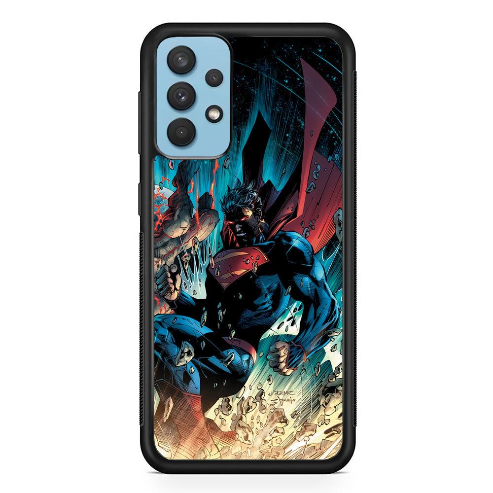 Superman Kick The Enemy Samsung Galaxy A32 Case-Rubber Black (2D Case)-Oxvistore