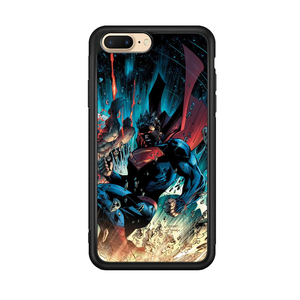 Superman Kick The Enemy iPhone 8 Plus Case-Rubber Black (2D Case)-Oxvistore