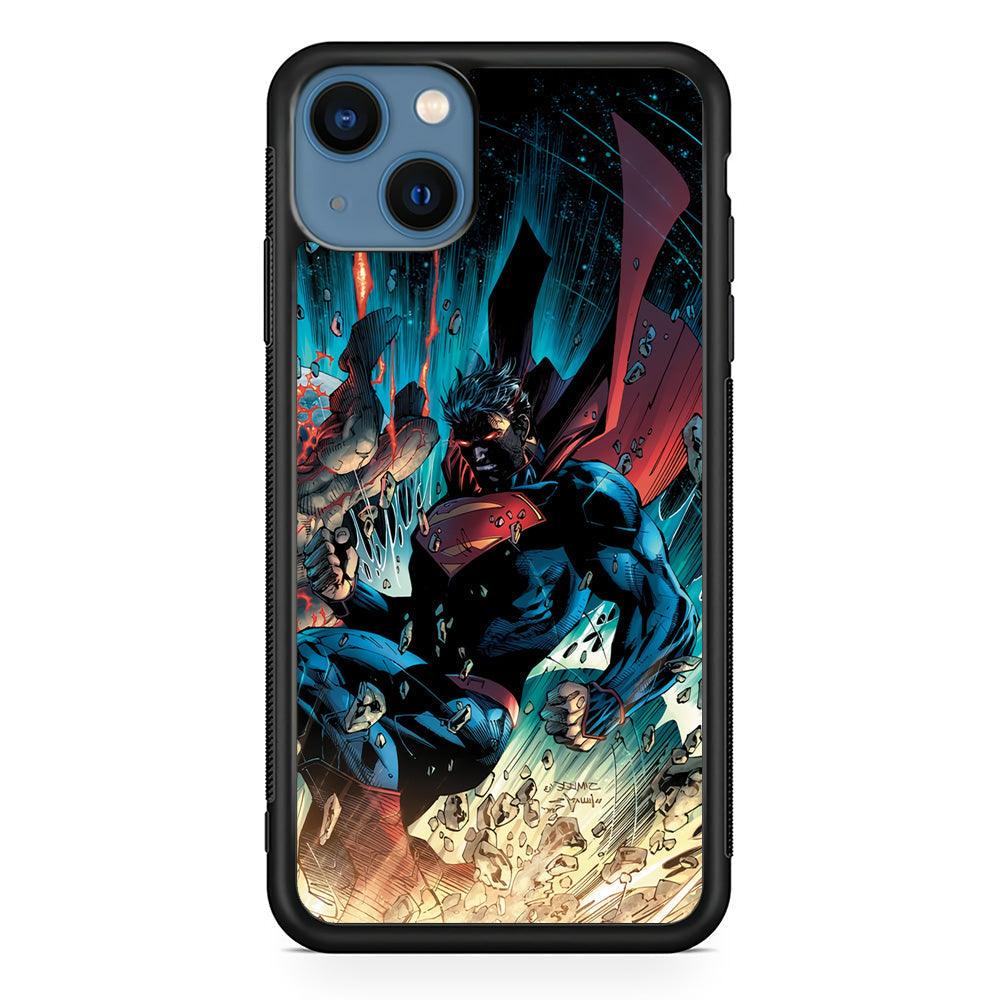Superman Kick The Enemy iPhone 14 Plus Case-Rubber Black (2D Case)-Oxvistore