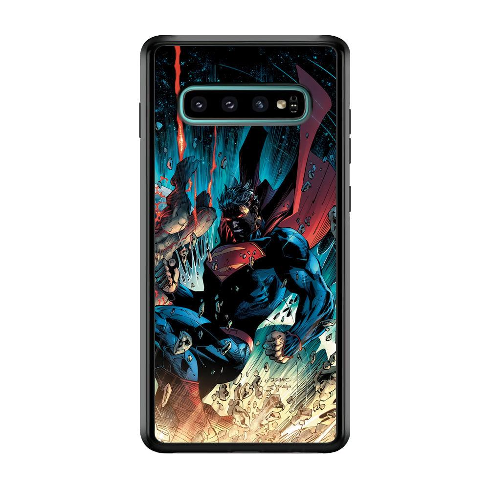 Superman Kick The Enemy Samsung Galaxy S10 Plus Case-Rubber Black (2D Case)-Oxvistore