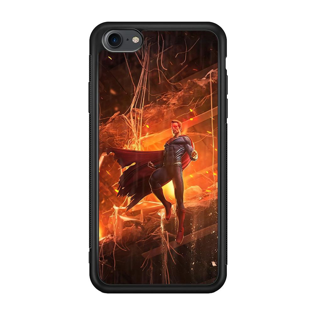 Superman Rise of Flaming Eye iPhone 8 Case-Rubber Black (2D Case)-Oxvistore