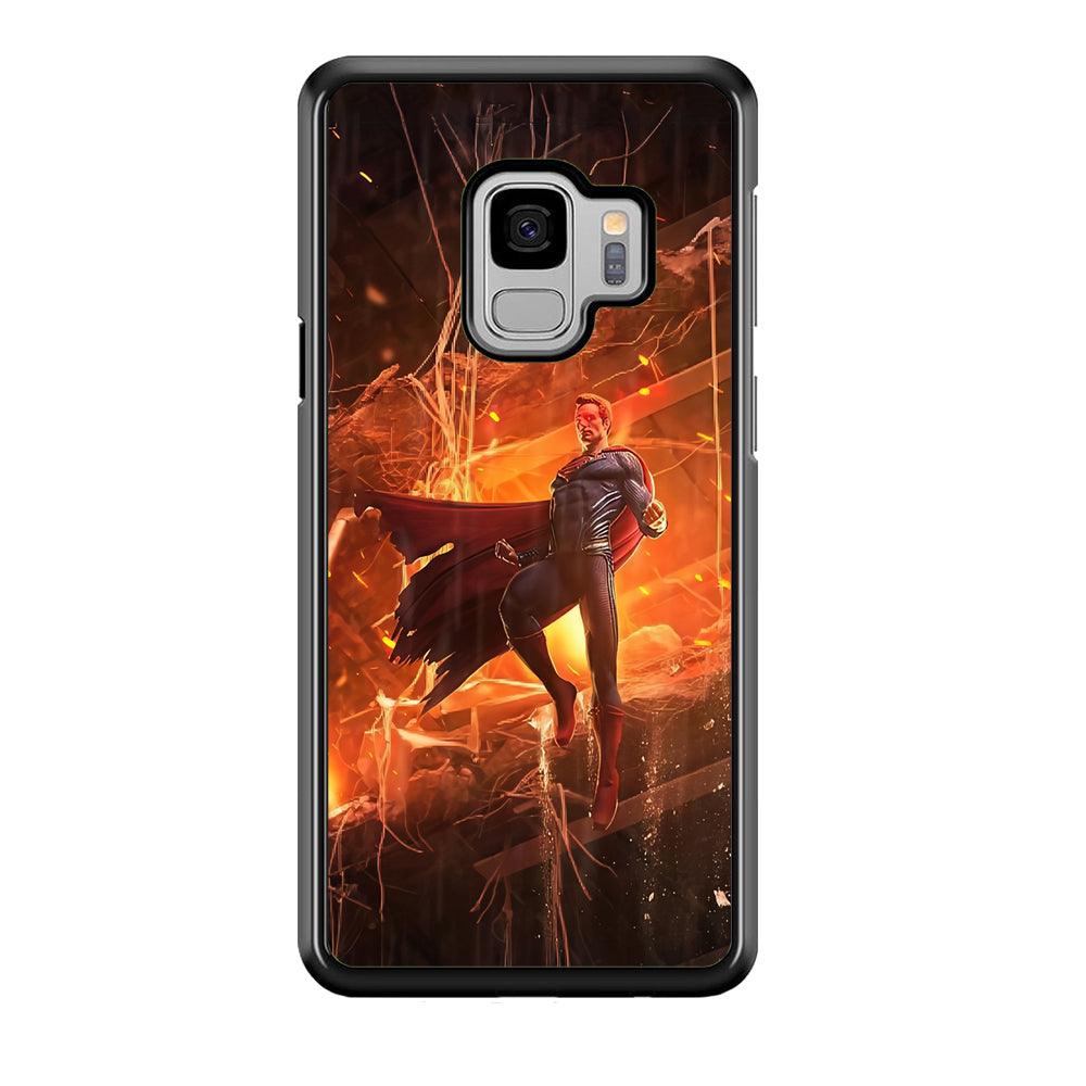 Superman Rise of Flaming Eye Samsung Galaxy S9 Case-Rubber Black (2D Case)-Oxvistore