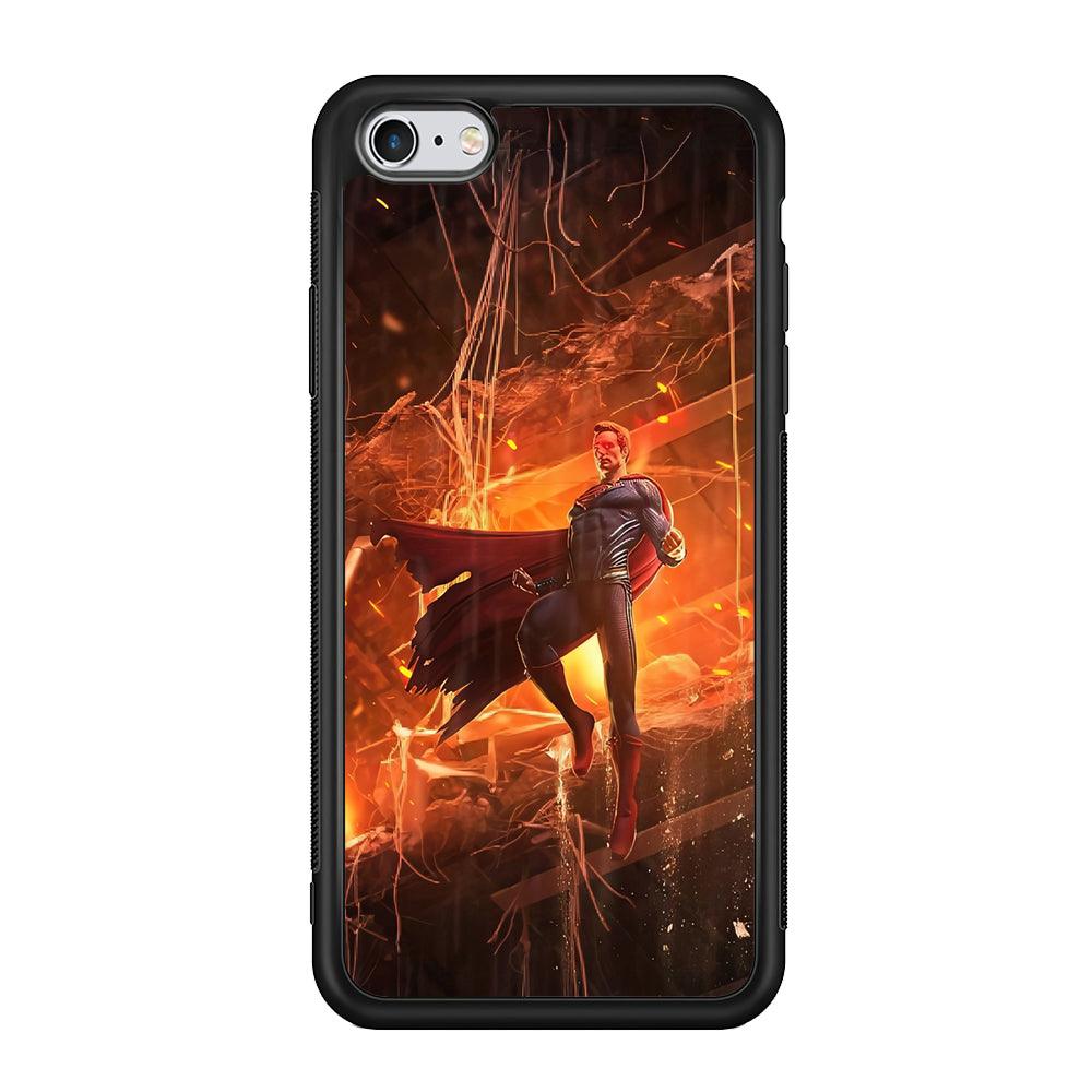 Superman Rise of Flaming Eye iPhone 6 | 6s Case-Rubber Black (2D Case)-Oxvistore