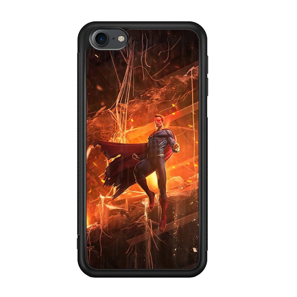Superman Rise of Flaming Eye iPod Touch 6 Case-Rubber Black (2D Case)-Oxvistore