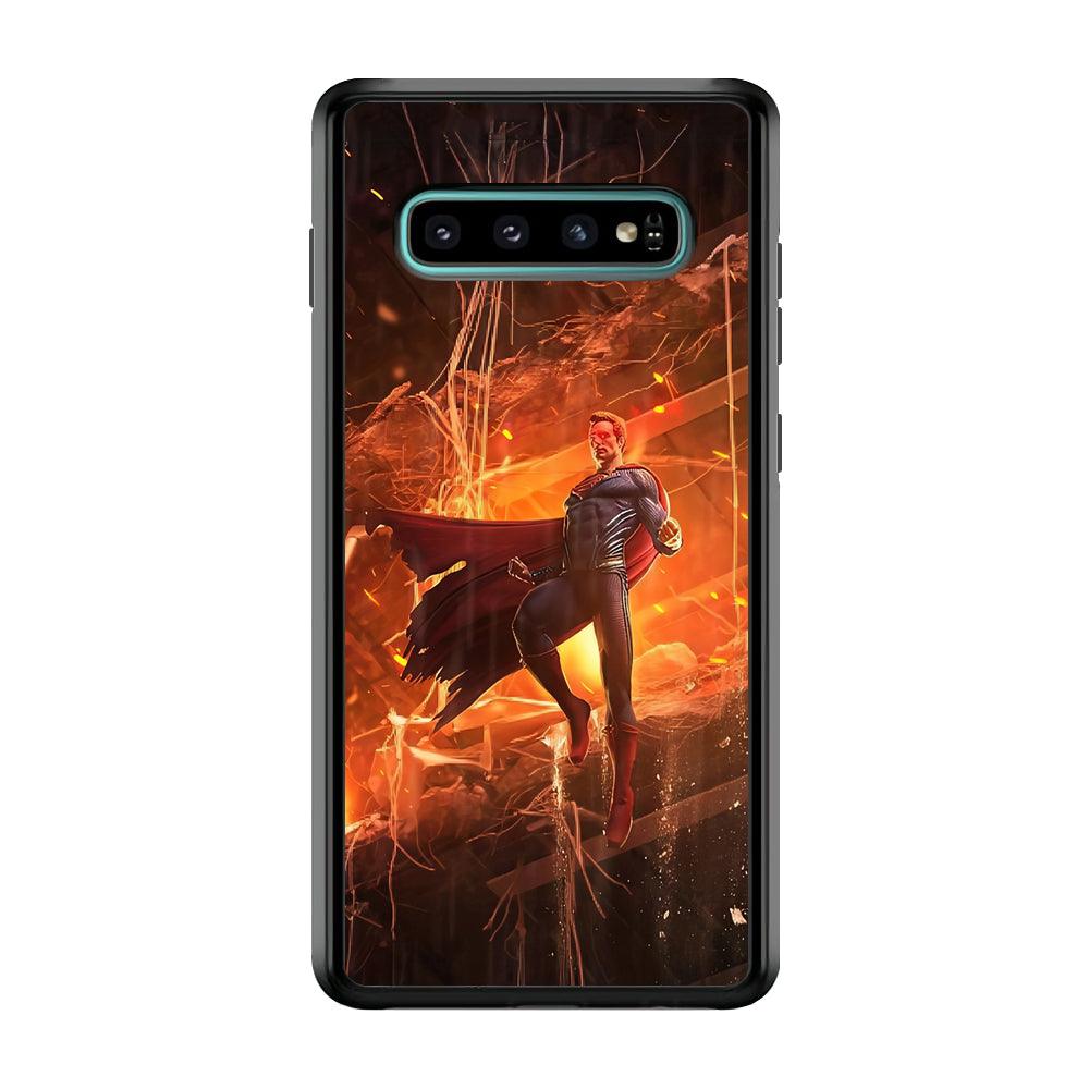 Superman Rise of Flaming Eye Samsung Galaxy S10 Plus Case-Rubber Black (2D Case)-Oxvistore