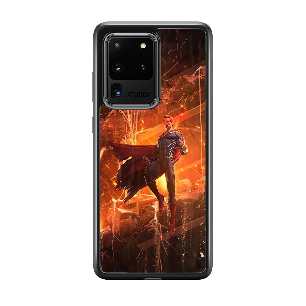 Superman Rise of Flaming Eye Samsung Galaxy S20 Ultra Case-Rubber Black (2D Case)-Oxvistore