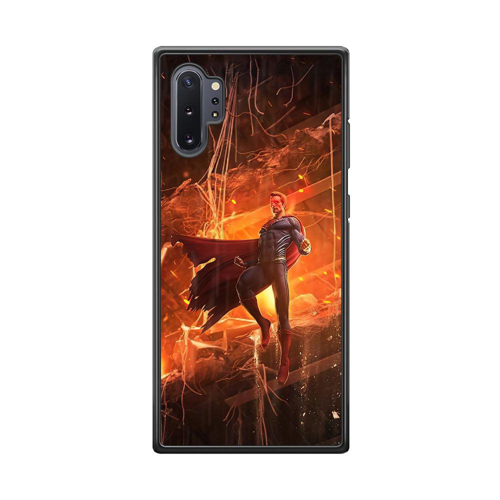 Superman Rise of Flaming Eye Samsung Galaxy Note 10 Plus Case-Rubber Black (2D Case)-Oxvistore
