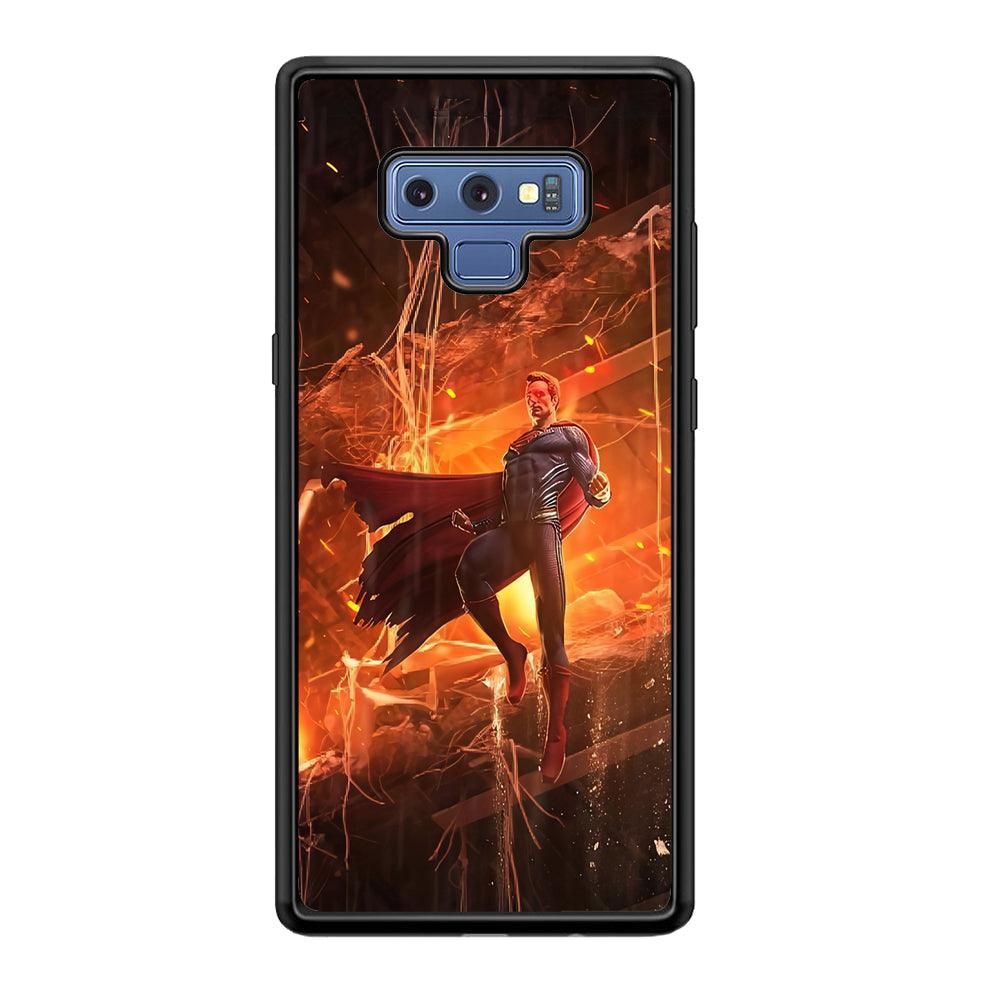 Superman Rise of Flaming Eye Samsung Galaxy Note 9 Case-Rubber Black (2D Case)-Oxvistore