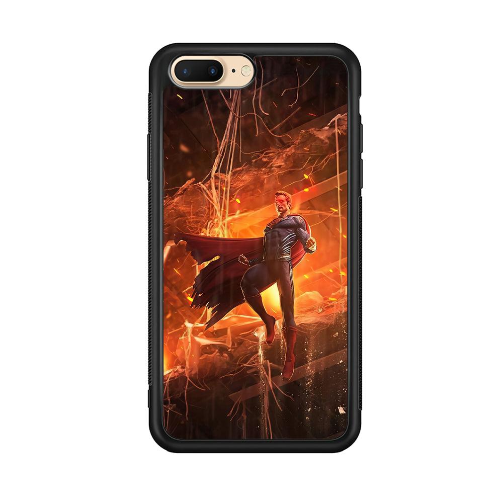 Superman Rise of Flaming Eye iPhone 8 Plus Case-Rubber Black (2D Case)-Oxvistore