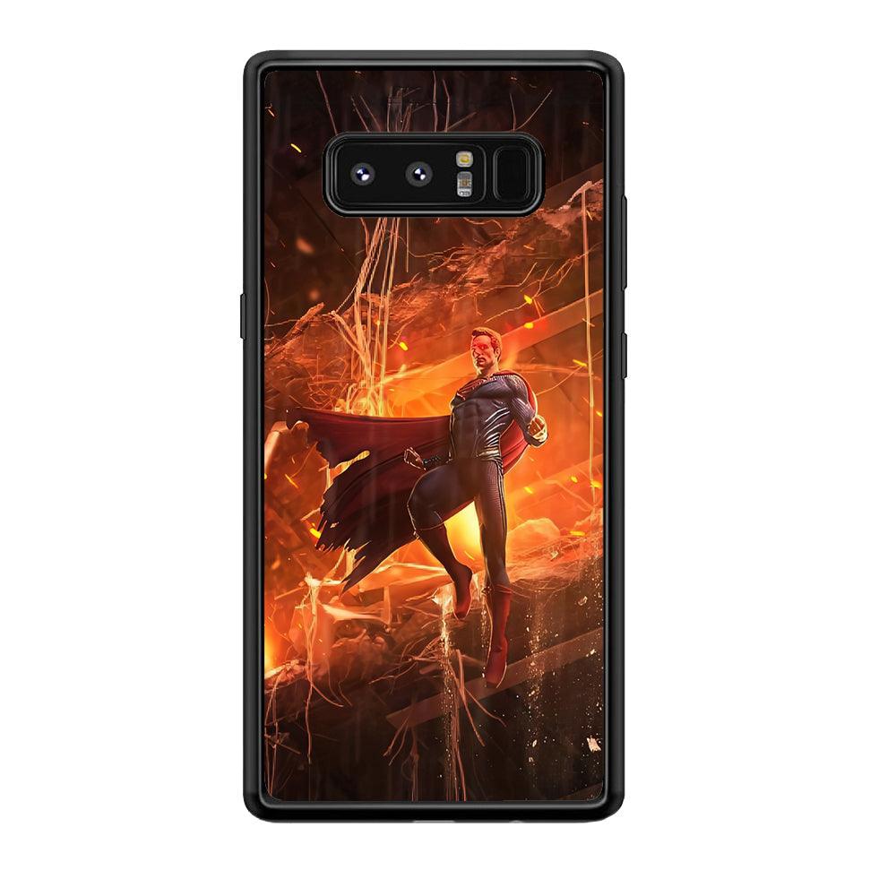 Superman Rise of Flaming Eye Samsung Galaxy Note 8 Case-Rubber Black (2D Case)-Oxvistore
