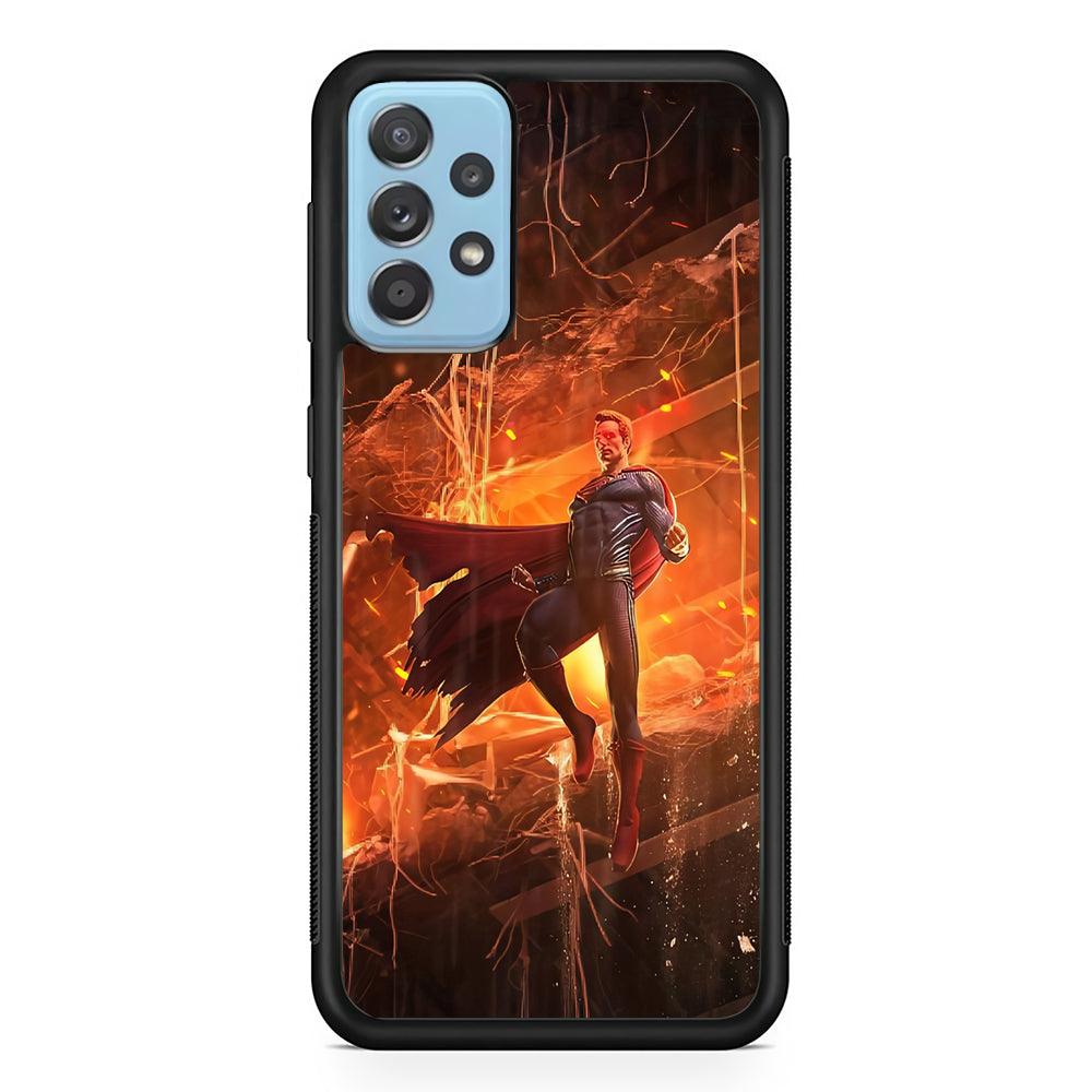 Superman Rise of Flaming Eye Samsung Galaxy A72 Case-Rubber Black (2D Case)-Oxvistore