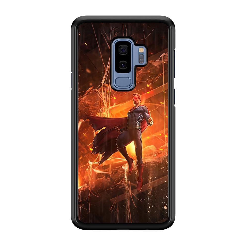 Superman Rise of Flaming Eye Samsung Galaxy S9 Plus Case-Rubber Black (2D Case)-Oxvistore