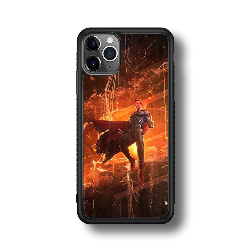 Superman Rise of Flaming Eye iPhone 11 Pro Case-Rubber Black (2D Case)-Oxvistore