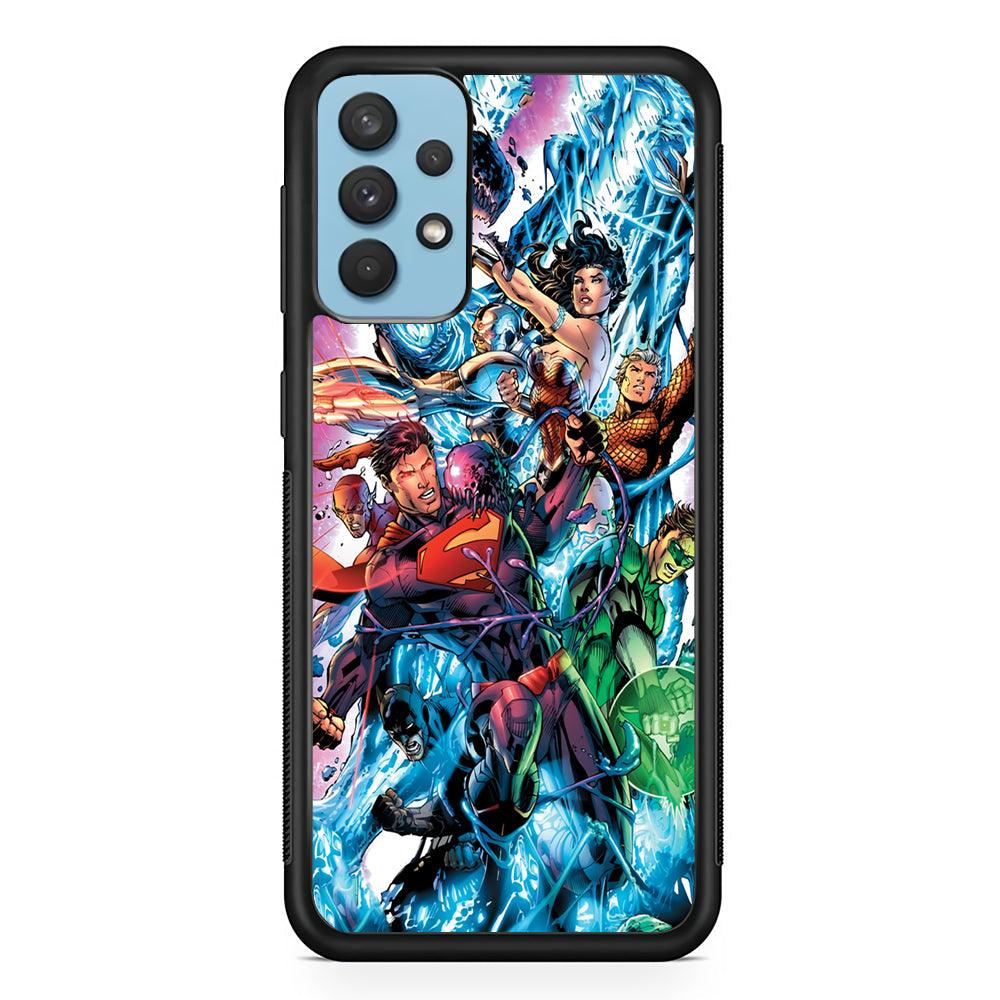 Superman Squad of Justice Samsung Galaxy A32 Case-Rubber Black (2D Case)-Oxvistore