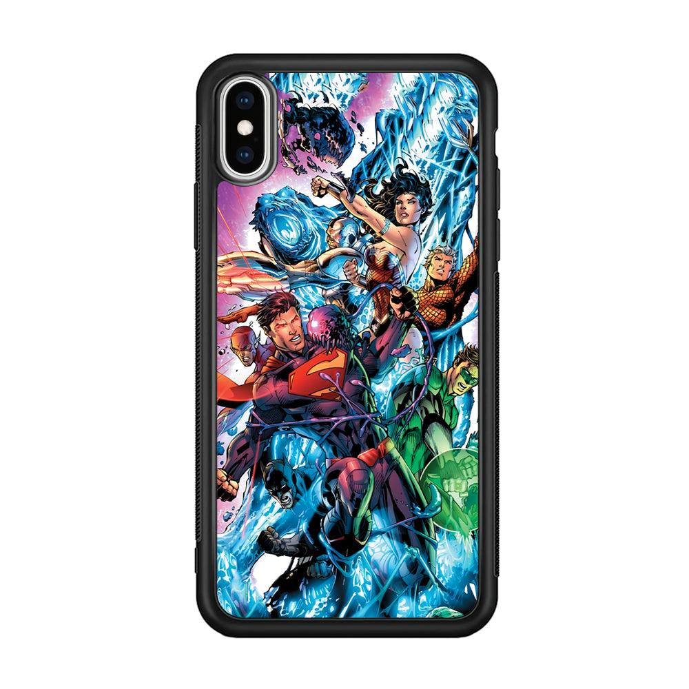 Superman Squad of Justice iPhone XS Case-Rubber Black (2D Case)-Oxvistore