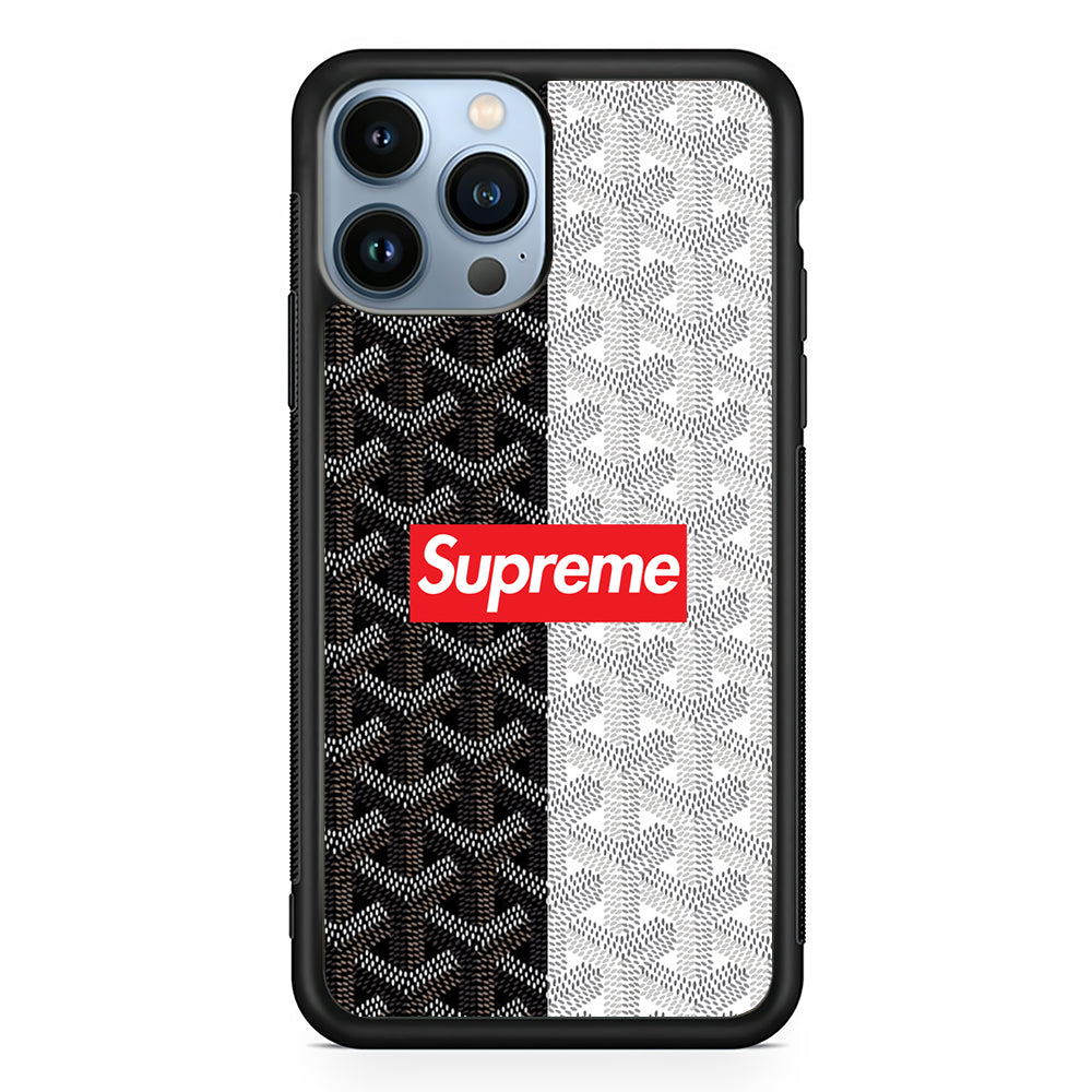 Supreme Black White Pattern 2D Rubber Phone Case-Black-Oxvistore